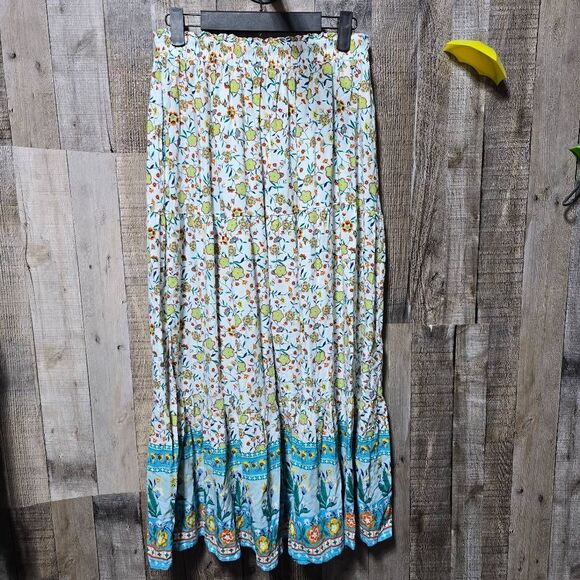 Zesica White Floral Bohemian Hippie Flowy Maxi Skirt - Picture 3 of 5